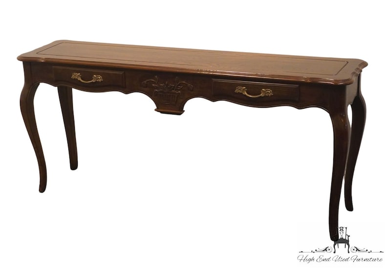 DAVIS CABINET Co. Solid Walnut Country French Style 60 Entry Console / Sofa Table image 2