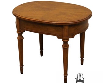 HERITAGE FURNITURE Italian Provincial 26" Oval Accent End Table w. Bookmatched Top