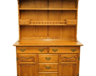 TELL CITY Solid Hard Rock Maple Colonial Early American 52" Buffet w. Open Display Hutch 8189 - #48 Andover Finish