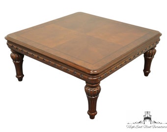 BERNHARDT FURNITURE Italian Neoclassical 41" Square Accent Coffee Table w. Banded Bookmatched Top 455-011