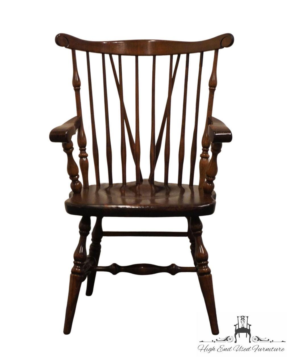 ETHAN ALLEN Antiqued Pine Old Tavern Duxbury Fiddleback Dining Arm