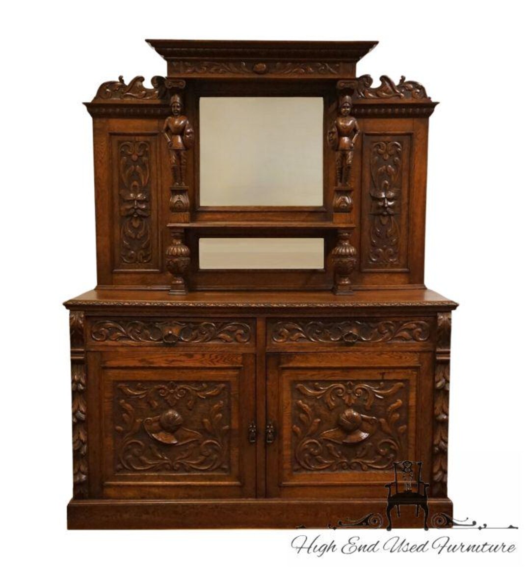 VINTAGE ANTIQUE Solid English Walnut Gothic Jacobean Style 66