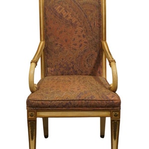 KARGES FURNITURE Yellow Cream Painted Italian Provincial Style Dining Arm Chair
