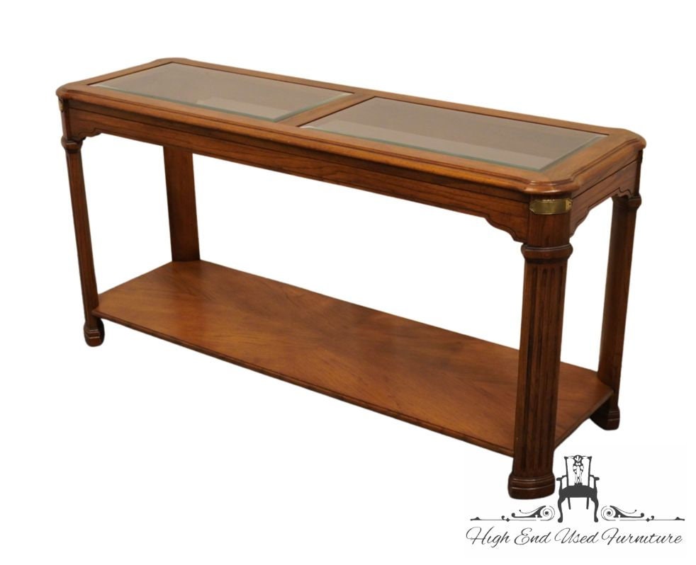 HIGH END Vintage Asian Inspired 54 Console Sofa Table W. Glass