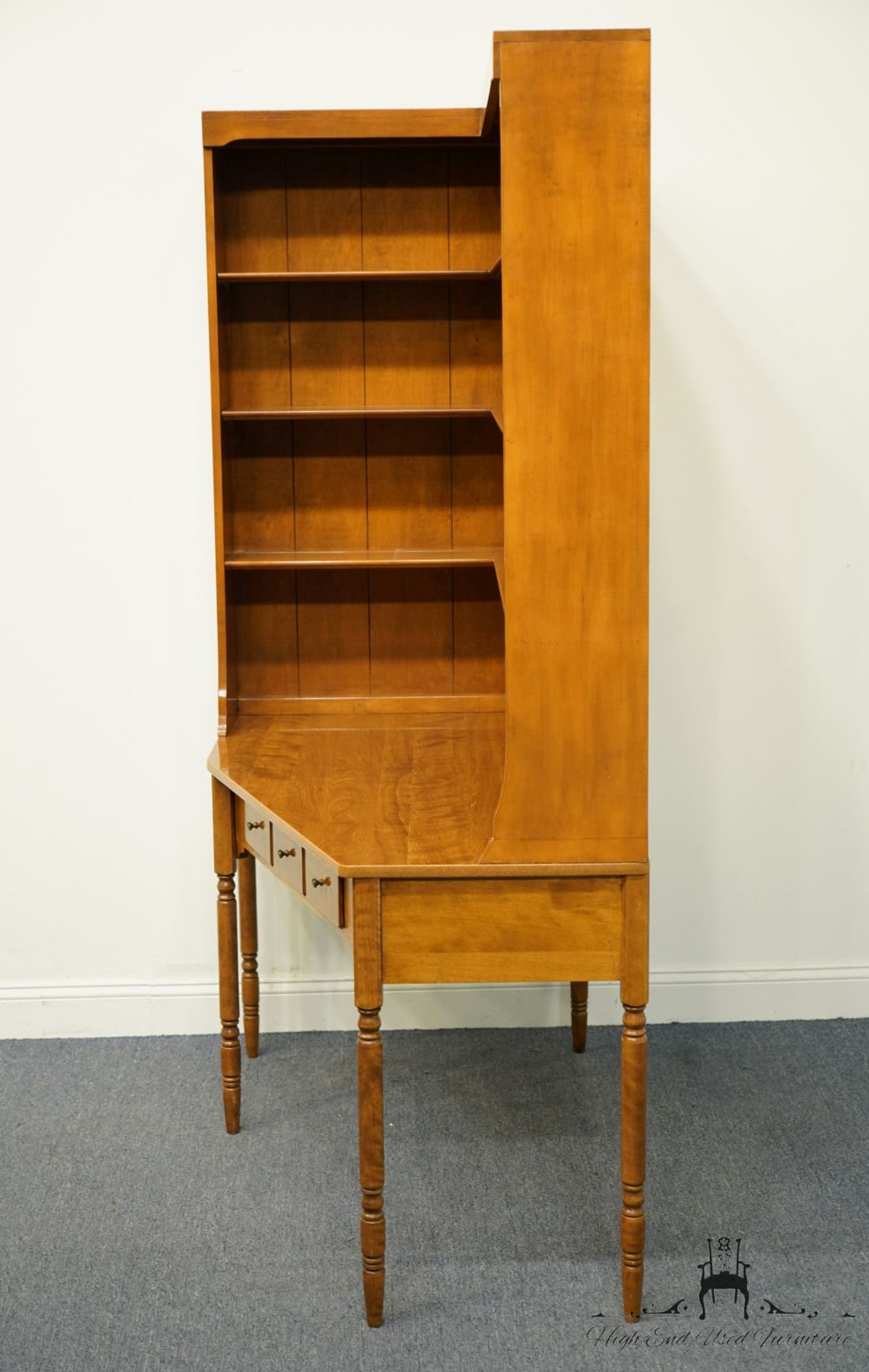 ETHAN ALLEN Heirloom Nutmeg Maple Corner Desk W. Bookcase Top Etsy