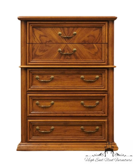 BASSETT FURNITURE USAヴィンテージ　チェスト　4段 BASSETT FURNITURE Westmoor Oak Collection Rustic Country French 37