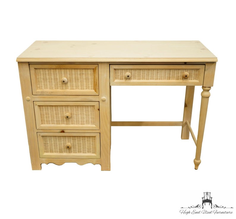 STANLEY FURNITURE Chalais Collection Solid Knotty Pine and Wicker 44 Writing Desk 94024-27 image 1