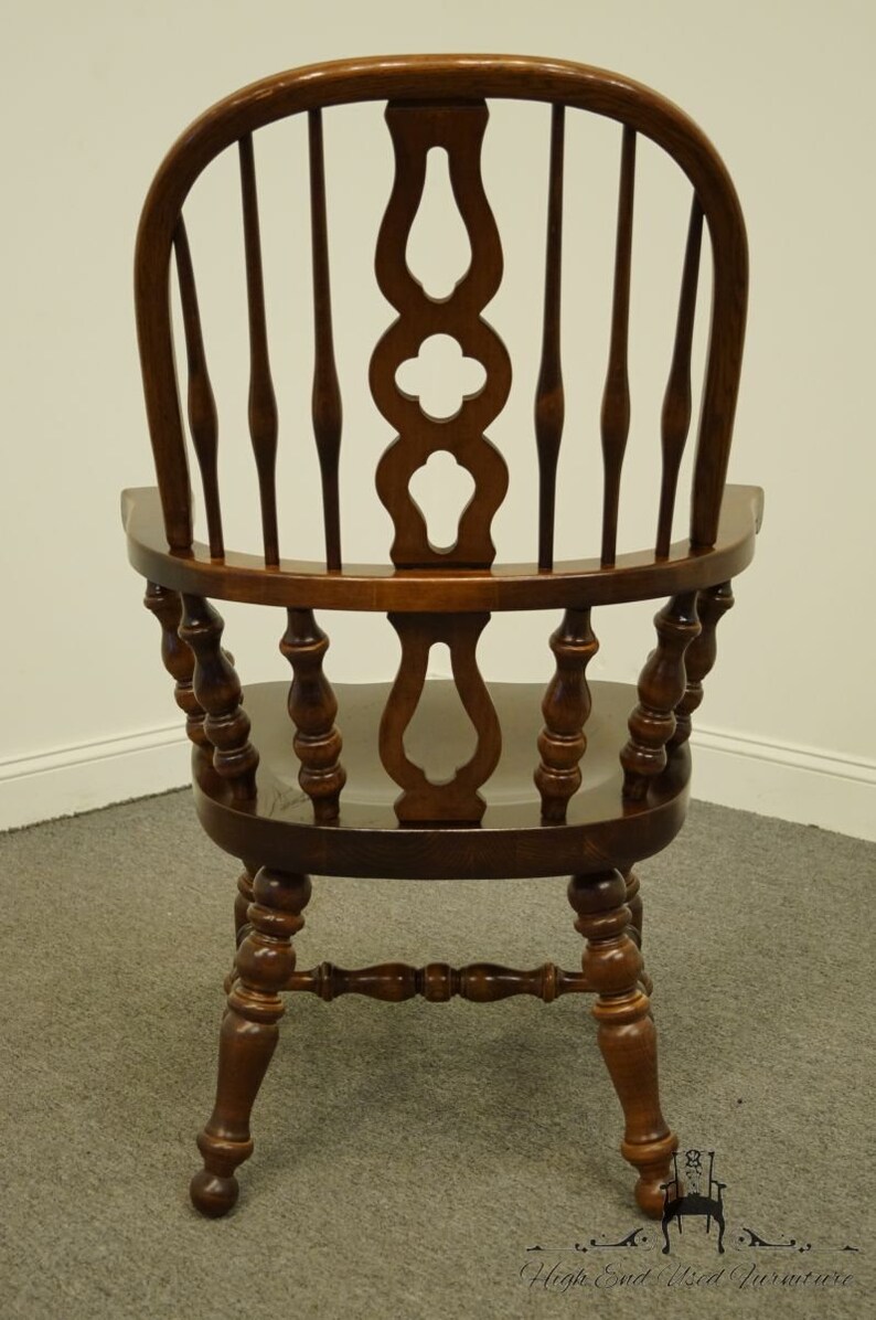 Ethan Allen Antiqued Pine Old Tavern Bowback Dining Arm Chair Etsy