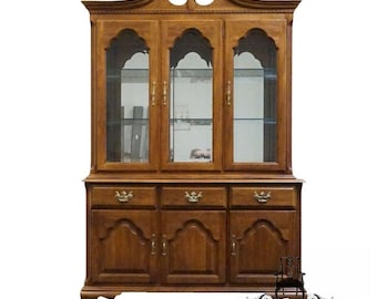 KELLER FURNITURE Solid Cherry Traditional Style 56" Buffet w. Lighted Display China Cabinet