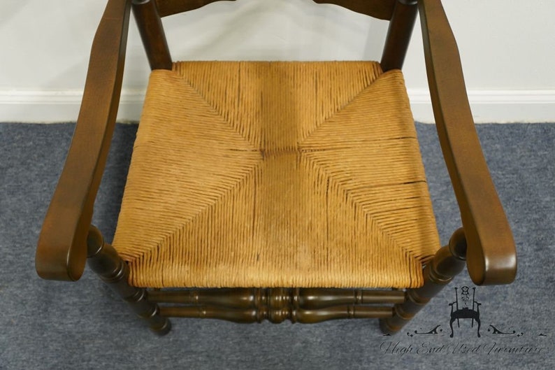 KLING FURNITURE Solid Pine Rustic Americana Ladderback Dining Arm Chair w. Rush Seat image 8