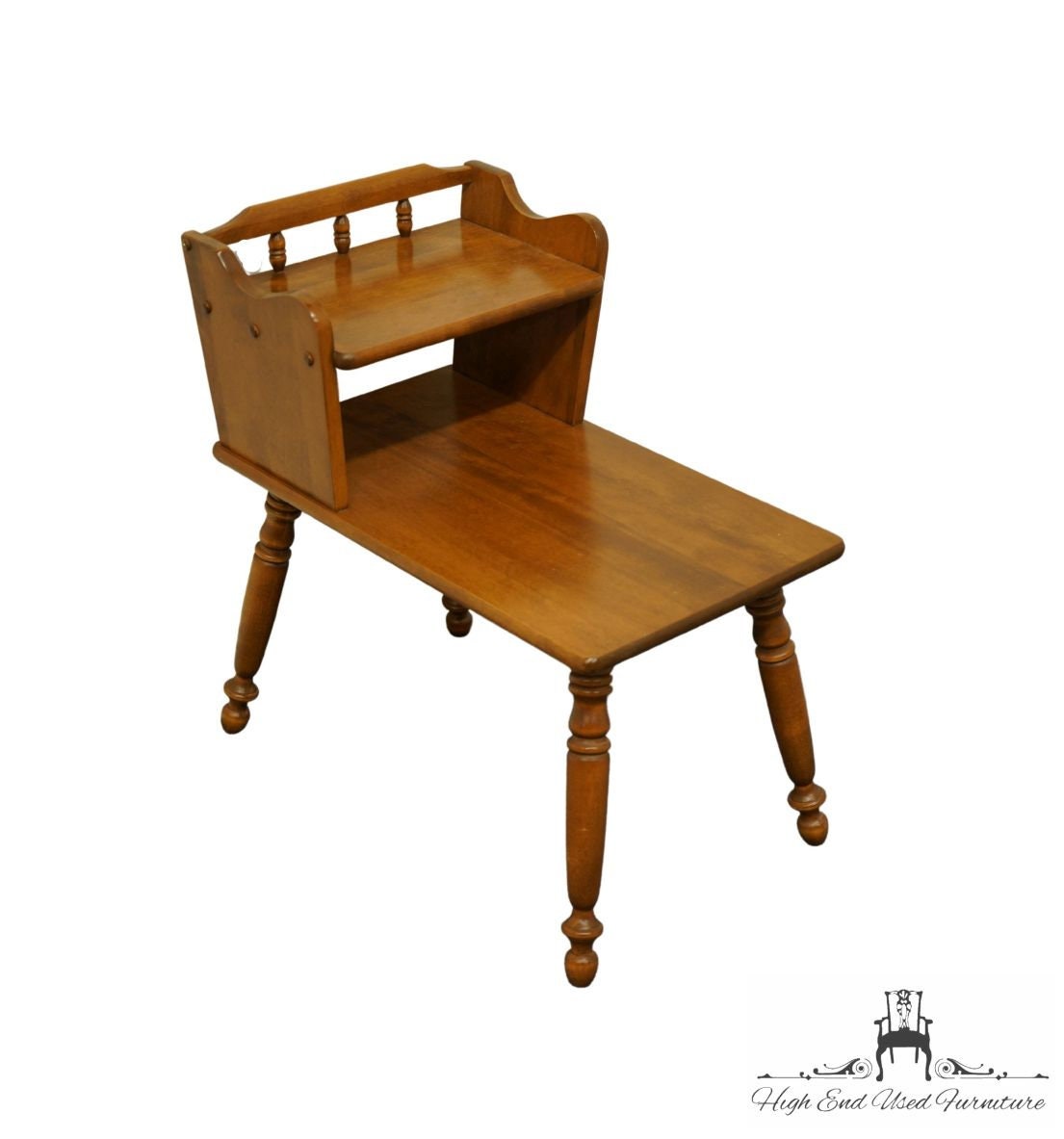 ETHAN ALLEN BAUMRITTER Heirloom Nutmeg Maple Colonial Style 16x25" Telephone Step End Table 1531