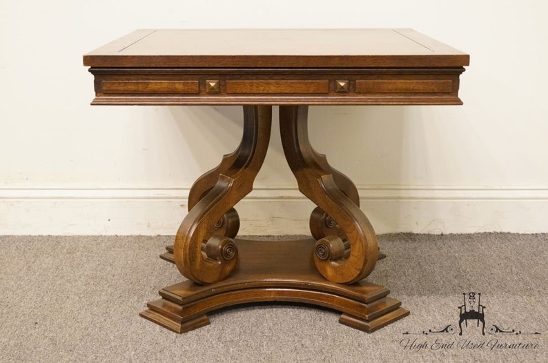 GORDON/'S FURNITURE Italian Neoclassical 26 Square Bookmatched Accent Table