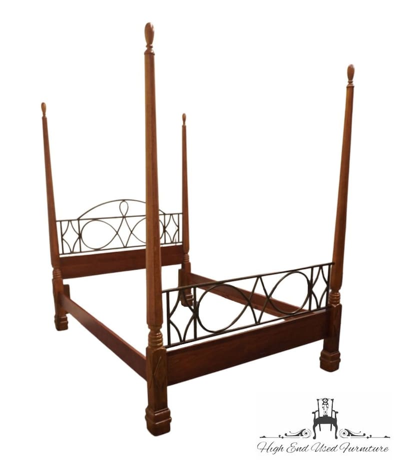 ALEXANDER JULIAN Queen Size Contemporary Modern Four Poster Bed w. Wrought Iron Detail 710-280 image 3