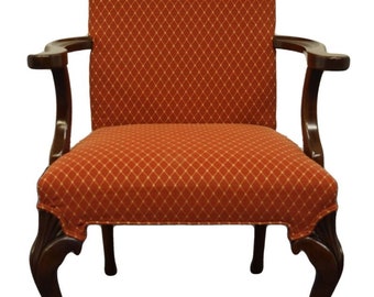 WELLINGTON HALL Mahogany Traditional Queen Anne Upholstered Dining Arm Chair