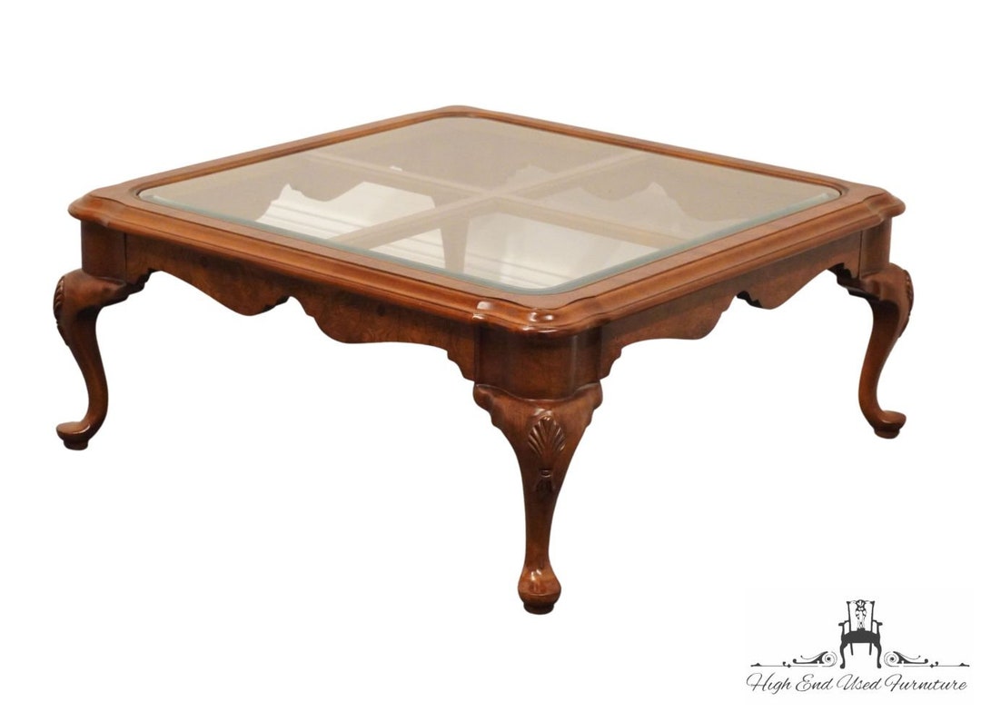 HEKMAN FURNITURE Solid Cherry Traditional Style 39 Square Glass Topped