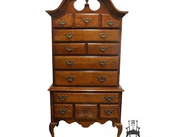 AMERICAN DREW Solid Cherry Traditional Queen Anne 38" Pediment Highboy Chest 76-292 / 76-293