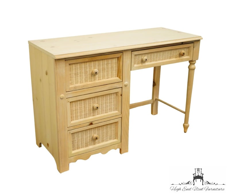 STANLEY FURNITURE Chalais Collection Solid Knotty Pine and Wicker 44 Writing Desk 94024-27 image 2