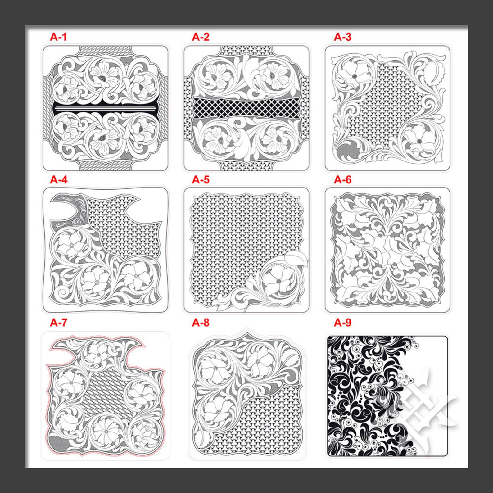 SHERIDAN Style Leather Embossing Plate 9 designs for stamping Etsy