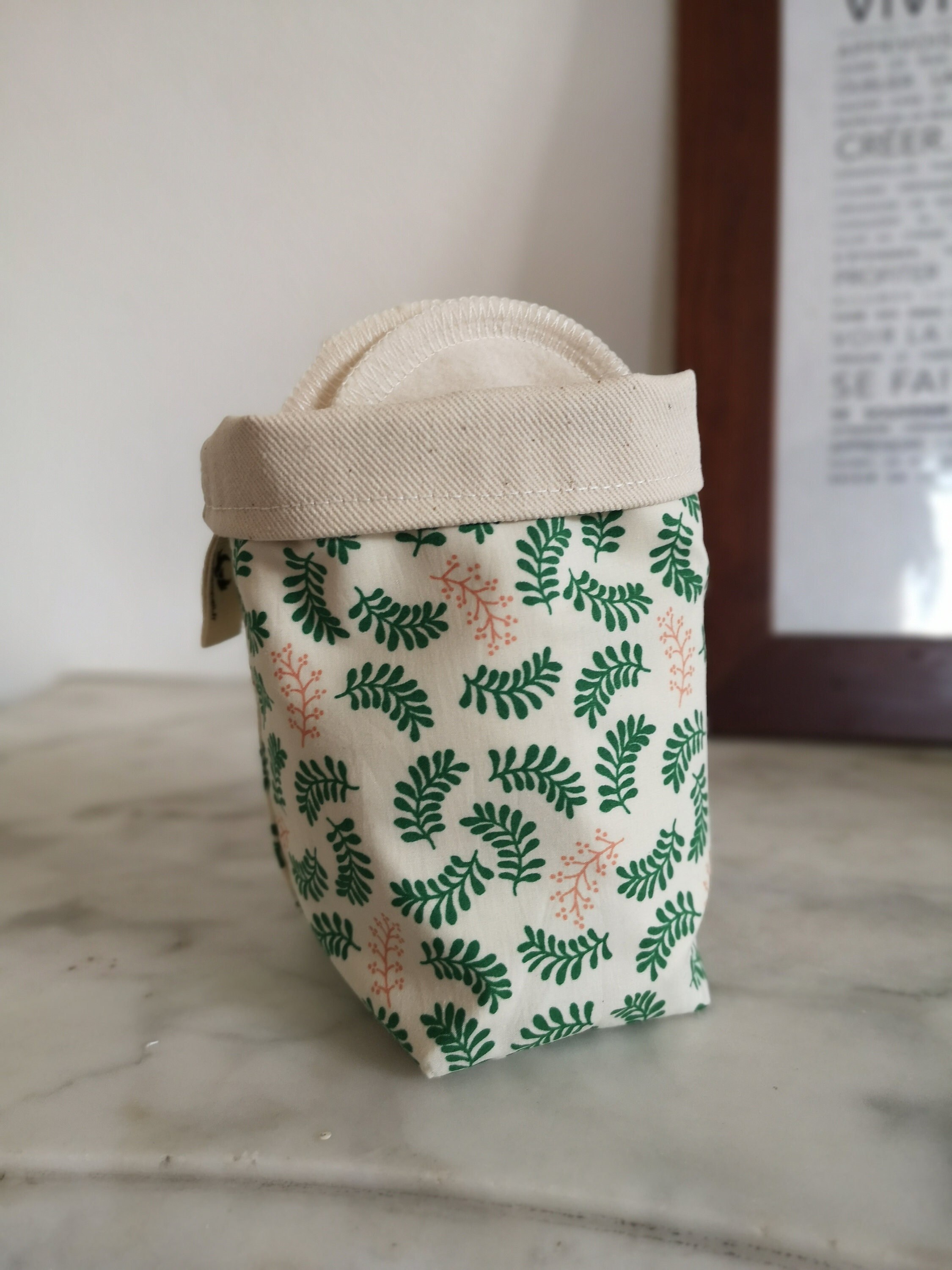 Panier de Rangement en Coton Bio Pour Cotons Démaquillants