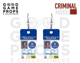 Criminal Minds | FBI ID Badge Prop Replica Earrings | PVC | Nickel Free | Silver Plated