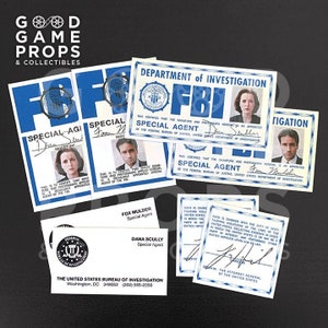 X-Dateien | Fox Mulder / Dana Scully FBI Ausweise, Ausweise, Visitenkarten ODER Bundle Prop Replik | 100% Bildschirmgenau