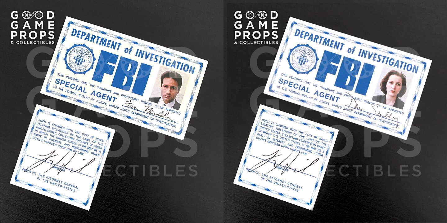 X-files Fox Mulder / Dana Scully FBI ID Badges, Credentials, Business Cards  OR Bundle Prop Replica 100% Screen Accurate 