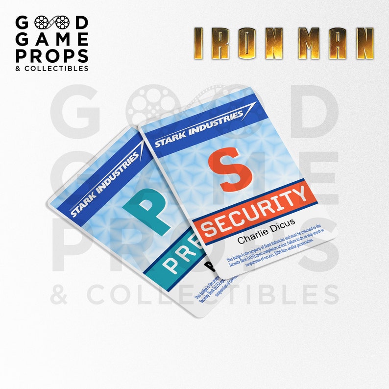 Iron Man / Iron Man 2 Security / Press / Visitor / Senate Hearing ID Badge Prop Replicas PVC 100% Screen Accurate image 1