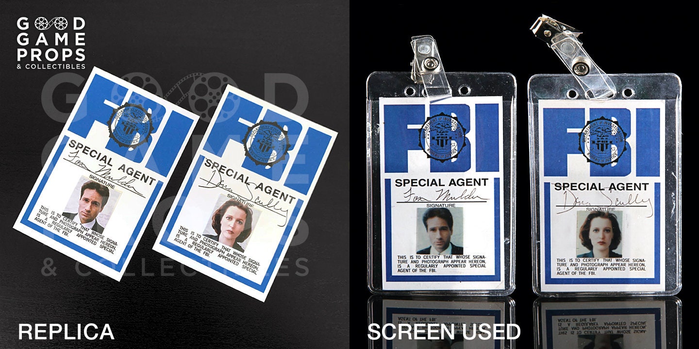 X-Files - Fox Mulder & Dana Scully FBI Clip-on Display Prop / Cosplay ID  Cards