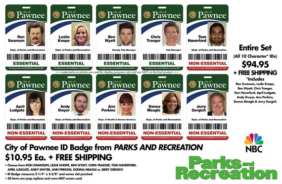 city of pawnee id badge from parks and recreation leslie etsy