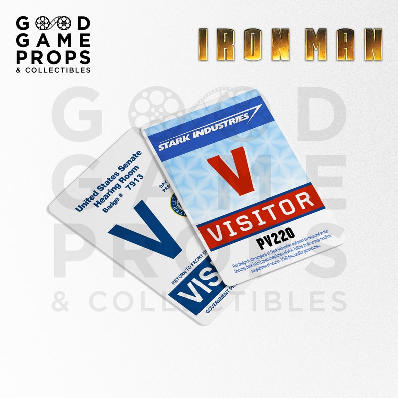 Iron Man / Iron Man 2 Security / Press / Visitor / Senate Hearing ID Badge Prop Replicas PVC 100% Screen Accurate image 2