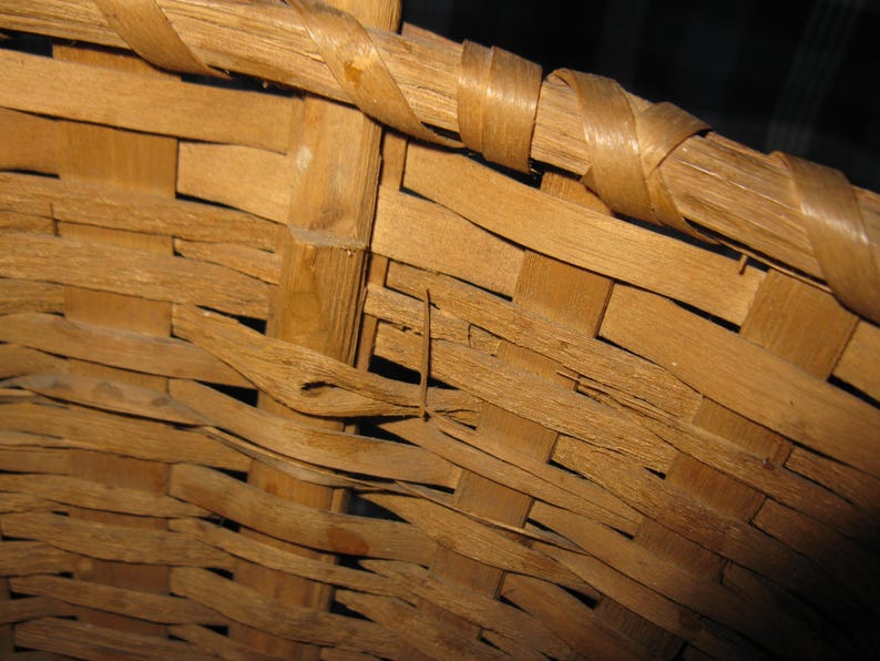 Antique Woven Oak Splint Bentwood Country Primitive Gathering Basket ...