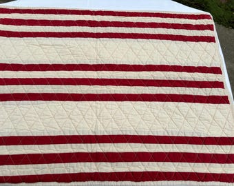 Pair chaps, Ralph Lauren, standard cream, and Red striped quilted pillow shams cases
