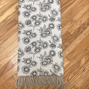 The farmhouse by Rachel Ashwell table runner extra long 102 in. x 17 in. Black and Tan Sun Flowers Vintage