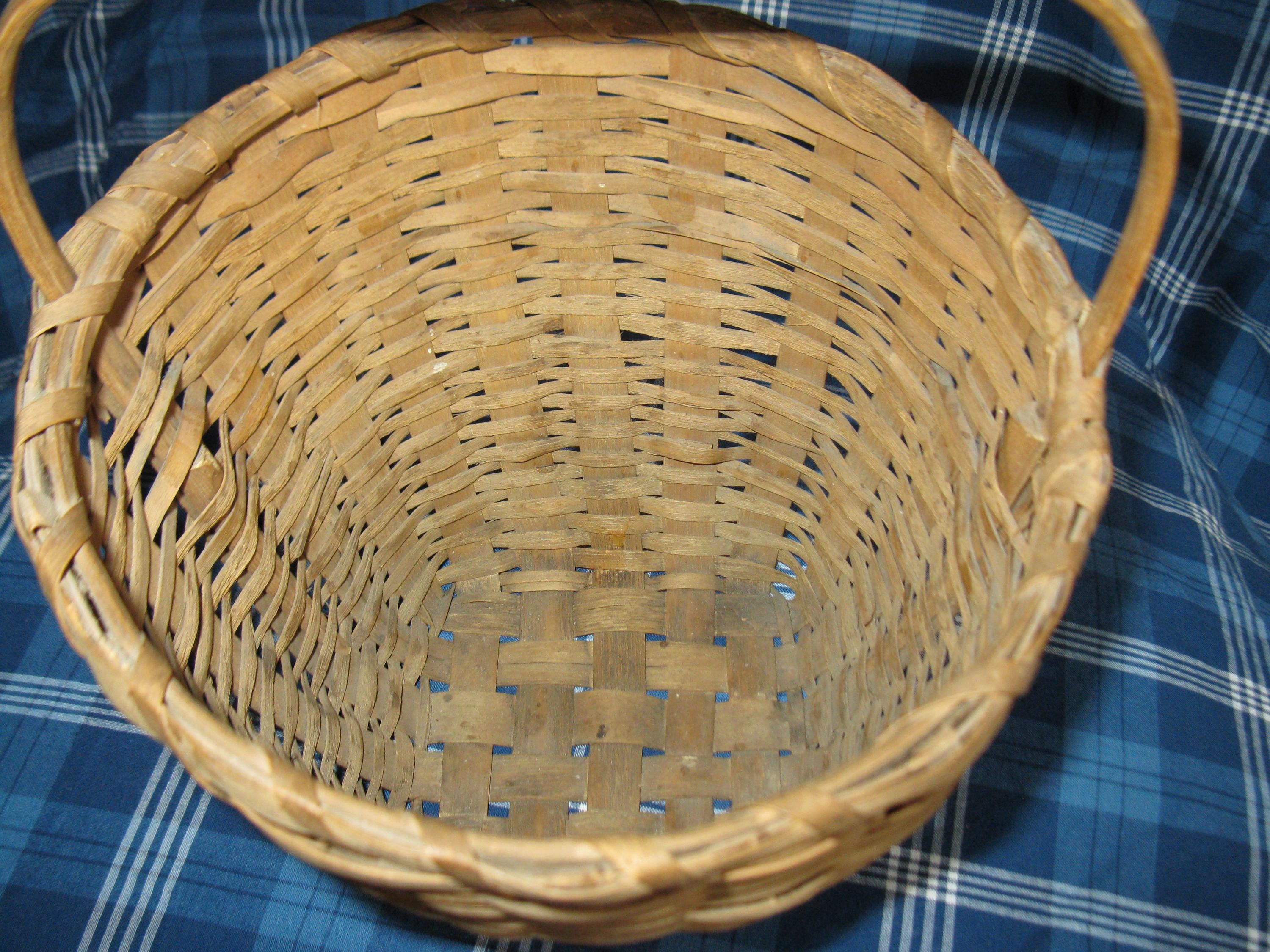 Antique Woven Oak Splint Bentwood Country Primitive Gathering Basket ...