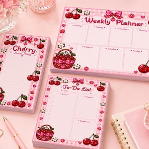 Bloc de notas Cherry / Bloc de notas Cherry Sweet / Bloc de notas Cherry Brain Dump / Lista de tareas Cherry / Planificador semanal Cherry / Etiquetas Cherry / Cherry /