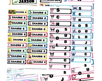 Etiquettes nominatives/ Étiquettes personnalisées/ Étiquettes école/ Étiquettes princesse/ Etiquettes imperméables/ Étiquettes autocollantes/ Sous la mer/Licorne/sirène/Autocollants