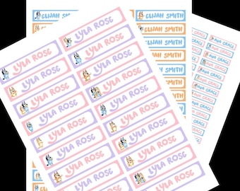 Name labels/ Personalized Labels/ School Labels/ Bluey Labels/ Waterproof Labels/ Name Sticker/ Sticker Labels/ Bluey/ Custom Labels