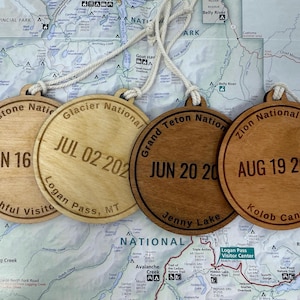 National Park Service Passport Stamp Wooden Ornament | Rustic Christmas Decor | Custom Park or Monument | Travel Memory Gift