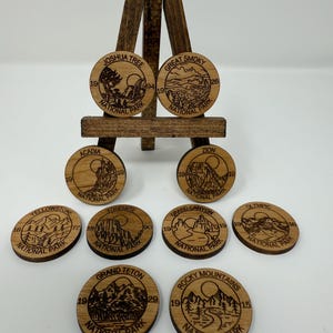 National Park Pin - 1.25 Inch Alderwood Pin, Secure Backed Nature Accessory & Gift for Hiking Lovers