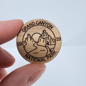 National Park Wood Pin - Grand Canyon Alderwood Secure Backed Pin for Nature Lovers & Adventurers, Perfect Gift!