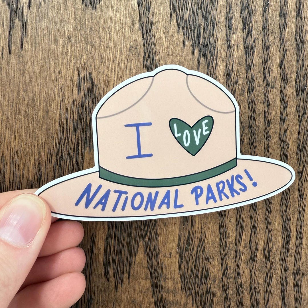 I Love National Parks Vinyl Sticker - Park Ranger Hat Design - Choose ...