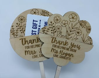 Teacher Gift Card Holder with Plant Sign | Teacher Appreciation Week Keepsake | Helping Me Grow Thank You Gift for Teachers