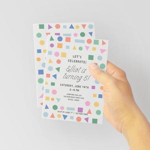 Rainbow Shapes Party Invite | Birthday Invitation | Modern Birthday Invite | Editable & Printable | Digital | Colorful