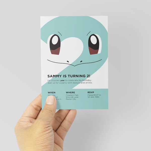 Pokémon Party Invite - Squirtle