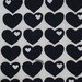 Vintage fabric 70s 70s Graziela hearts black hearts black 50x65 cm/19x25 "