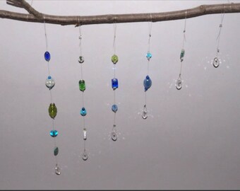 Suncatcher windchime Windspiel Traumfänger Mobile Glasperlen crystal glass beads aqua