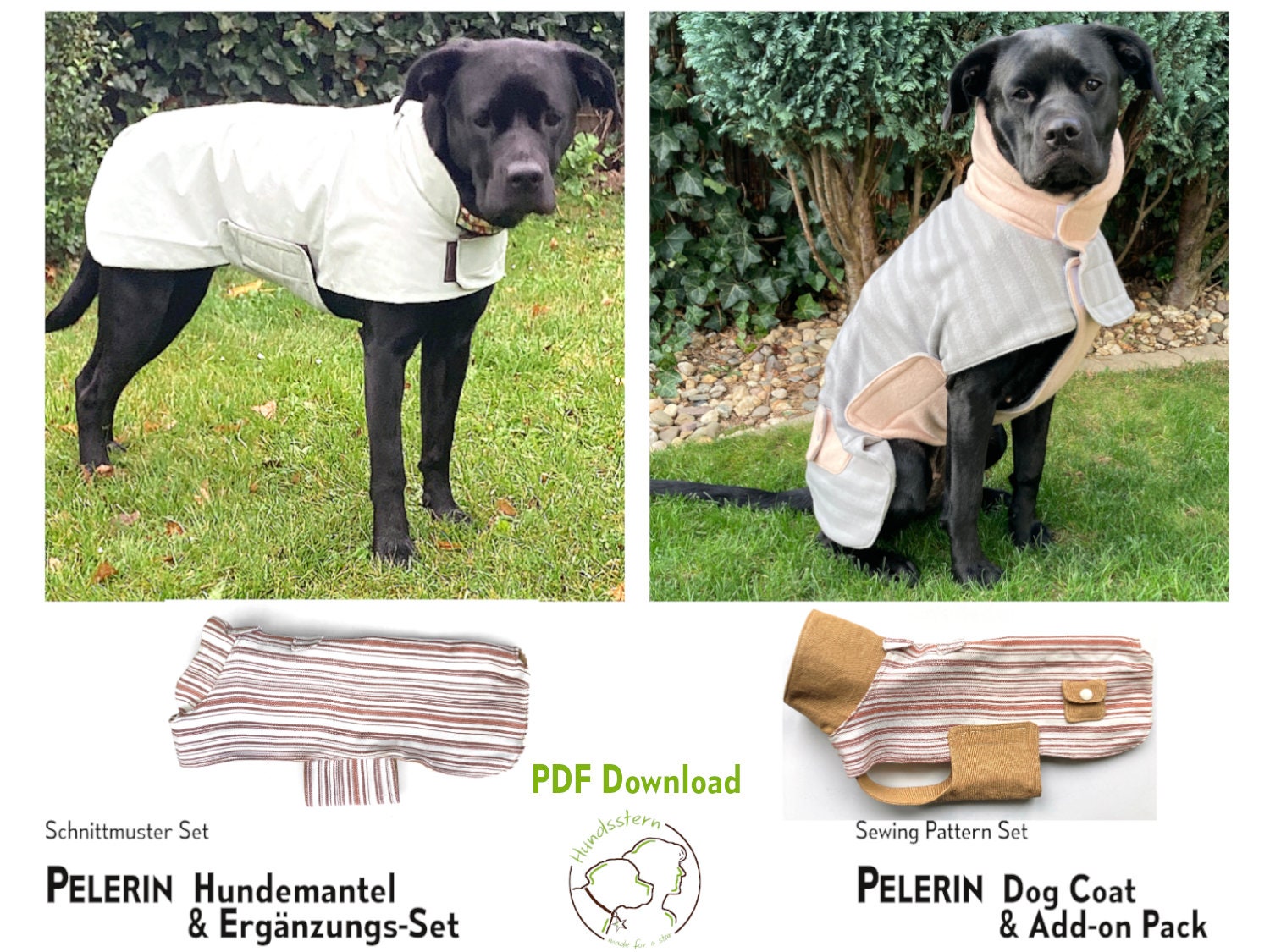 De gasten dood Vochtig Dog Coat & Supplementary Set Pattern PELERIN Set XS-XXL Back - Etsy