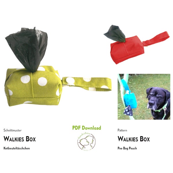 Kotbeuteltasche Schnittmuster WALKIES BOX mit Kartonverschluss. PDF