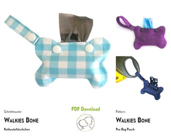 Poop Bag Sewing Pattern WALKIES BONE V1 with Receipt. PDF