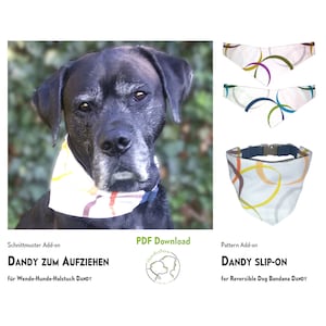 Dog scarf add-on pattern DANDY slip-on. PDF